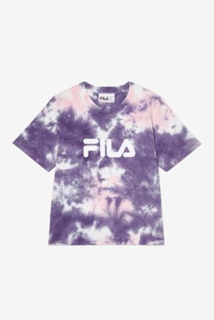 FILA Hannah Tie Dye Tee Shirts Purple / Pink,Womens Clothing | CA.AOXIPN501